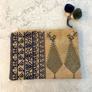 NWT Star Mela Clutch Bag with Tassel Zipper Striped Lining